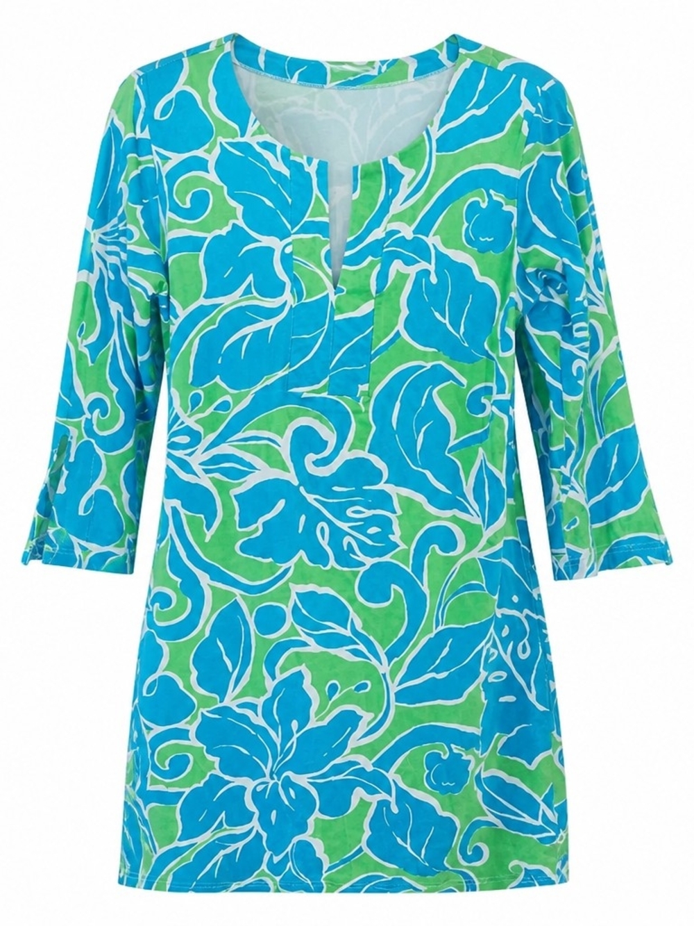 Barbara Gerwit Women’s Blue and Green Floral Tunic Dress